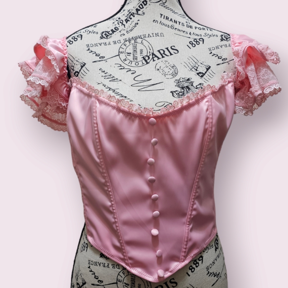 Pink Satin Corset Top Sugar Thrillz DollsKill Size 1x